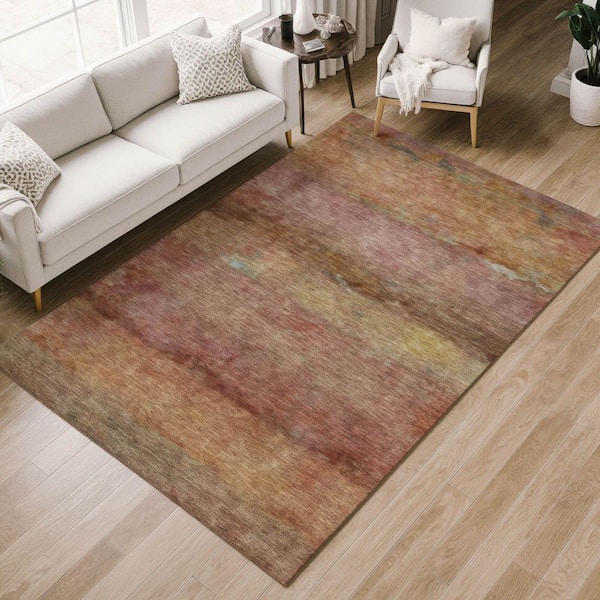 Chantille Machine Washable Indoor/Outdoor Abstract ACN2311 Terracotta 9 ft. x 12 ft. Area Rug