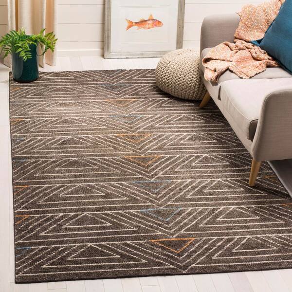 Stone Wash 5 ft. x 8 ft. Dark Brown/Multi Tribal Area Rug