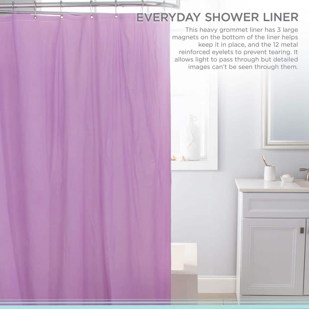 Heavy Lilac PVC Shower Curtain Liner with Grommets