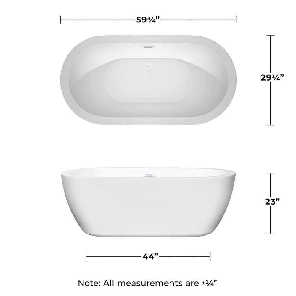 Soho 60'' White Freestanding Acrylic Soaking Bathtub