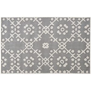 A1470 Grey 5 ft. x 8 ft. Hand Tufted Looped High and Low Wool Area Rug