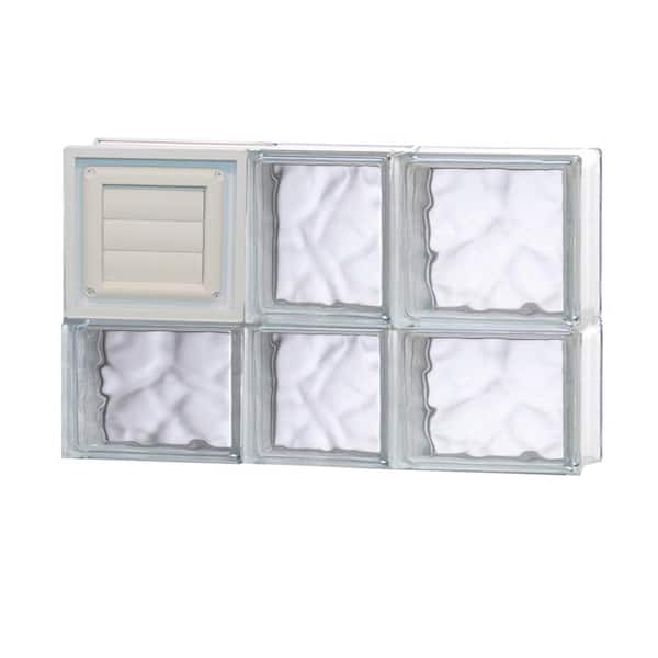 Clearly Secure 21.25 in. x 13.5 in. x 3.125 in. Frameless Wave Pattern Glass Block Window with Dryer Vent