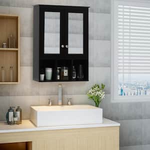 23.6 in. W x 7.5 in. D x 30.4 in. H Oversized Bathroom Storage Wall Cabinet with Adjustable Shelves and Mirror, Espresso