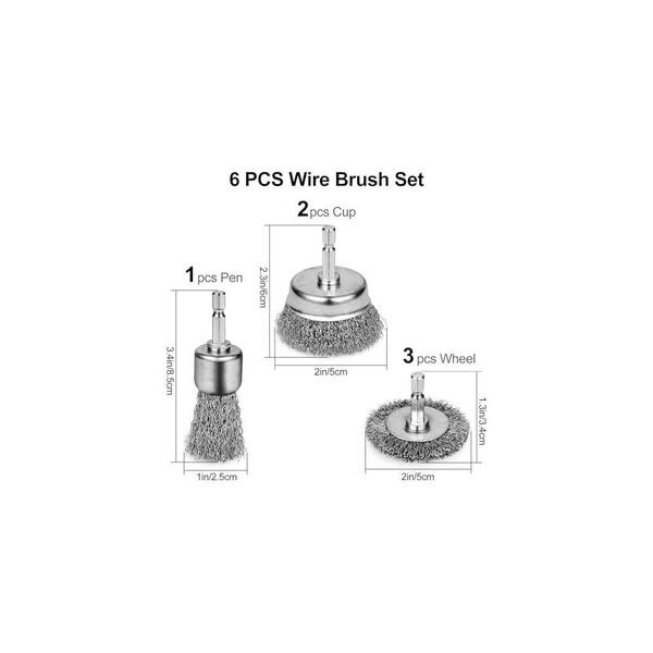 Wire Brush Cup Brush Set – 1/4” Hex Shank, 0.012” Wire, For Drill, Multi-Color/Finish Options