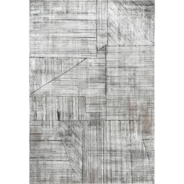 nuLOOM Helene Geometric Pinstripe Gray 5 ft. x 8 ft. Area Rug