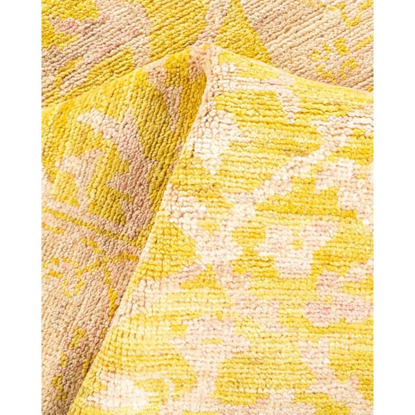 Electric 3 ft. x 12 ft. Yellow Native American Wool Indoor Runner Rug