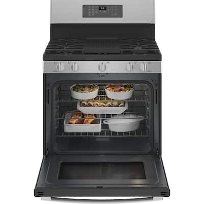 5.7 cu. ft. Dual Fuel Range with Self-Cleaning Convection Oven in Fingerprint Resistant Stainless Steel