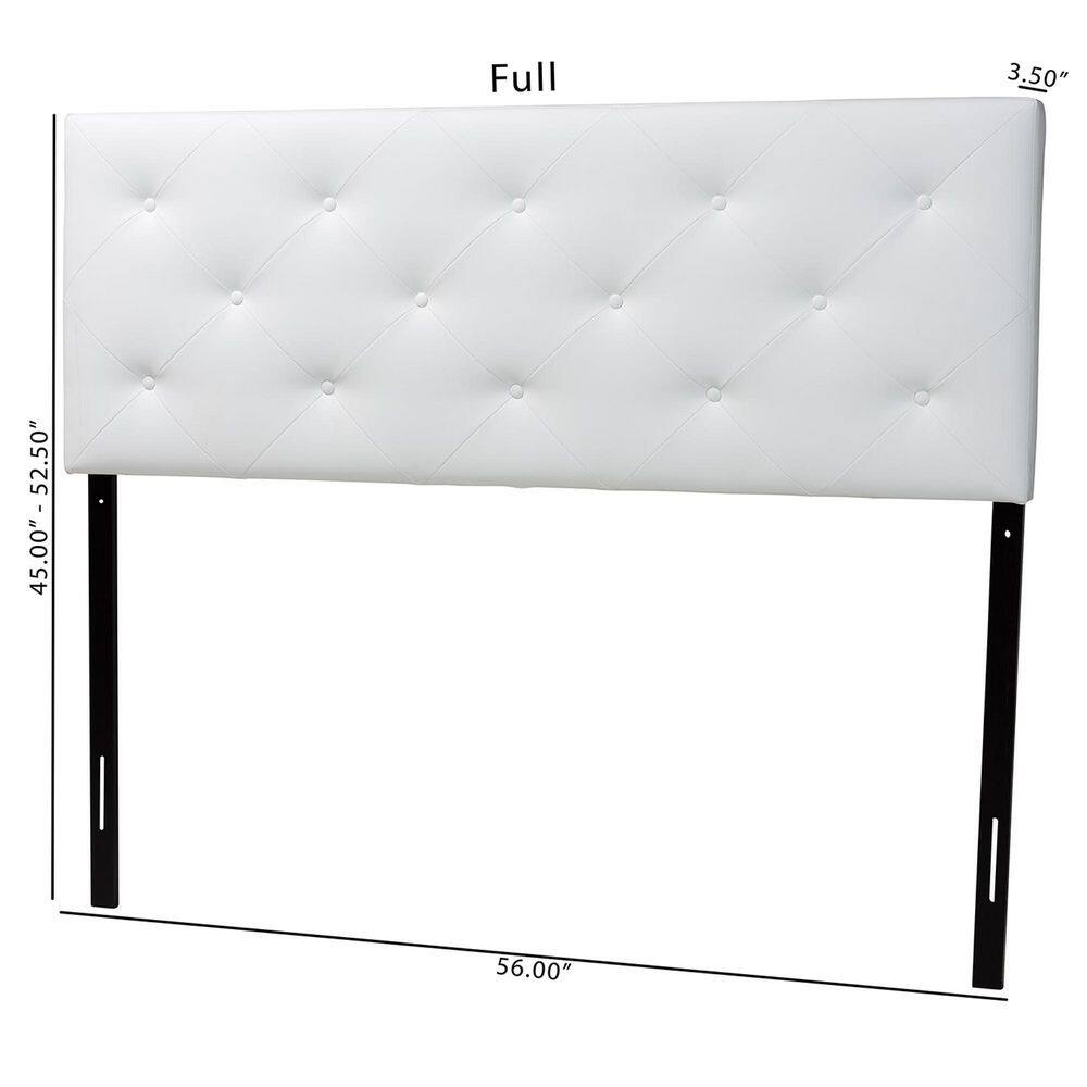 Full White Faux Leather Tufted Upholstered Headboard