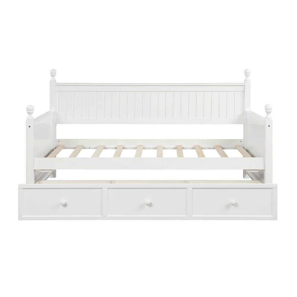 Qualler White Twin Size Wood Daybed with Three Drawers BLE000077K - The ...