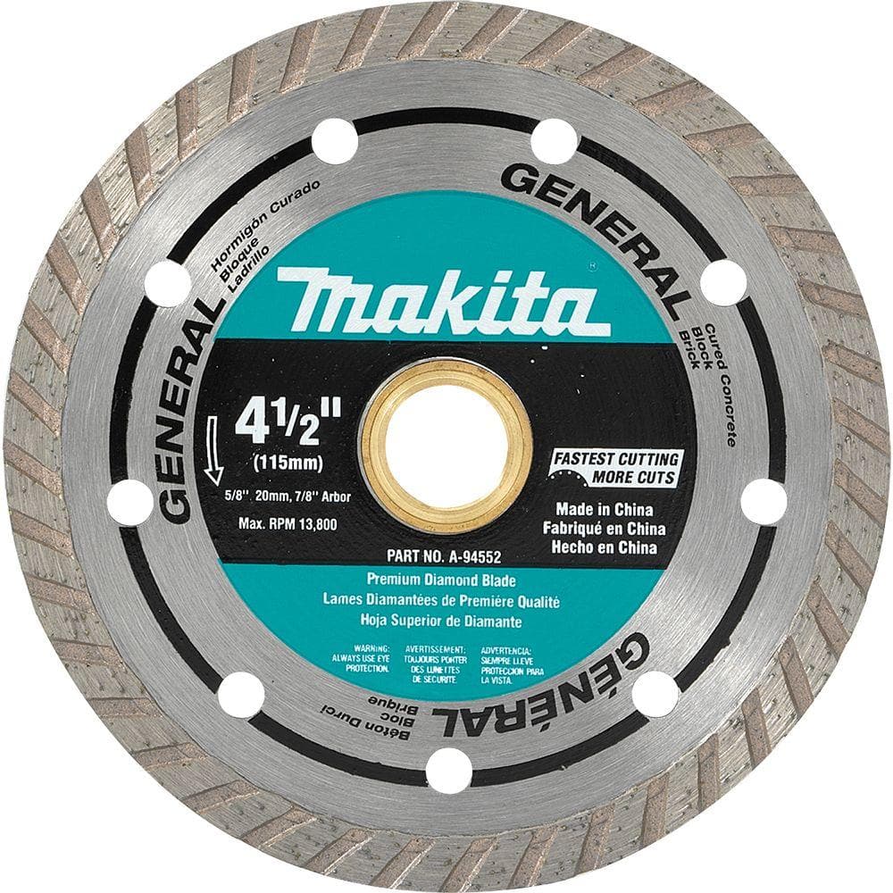 Makita 4-1/2 in. Turbo Rim General Purpose Diamond Blade A-94552 - The Home  Depot