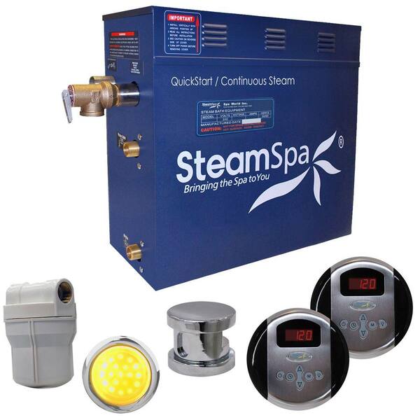 SteamSpa Royal 6kW Steam Bath Generator Package in Brushed Nickel