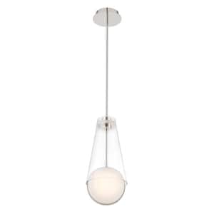 Solari 16-Watt Integrated LED Polished Nickel Pendant with Clear Glass Shade