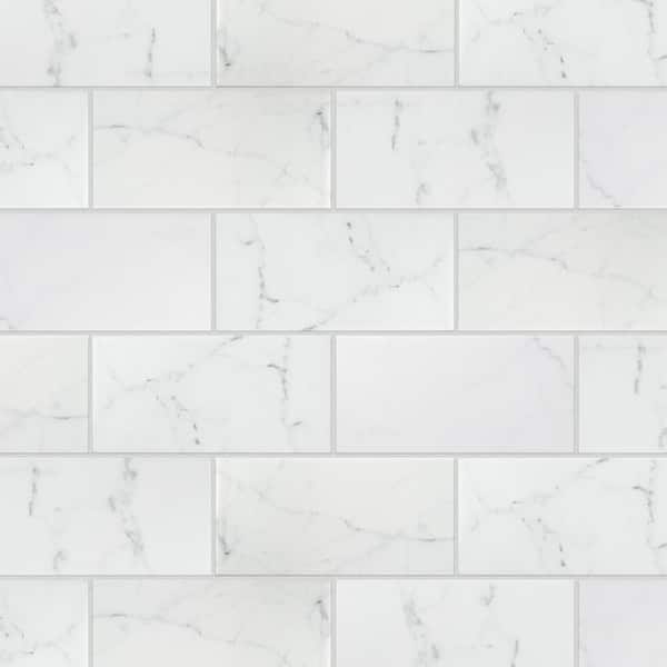 Merola Tile Classico Carrara Glossy 3 in. x 6 in. Ceramic Subway Wall Tile (6.03 sq. ft. / case)