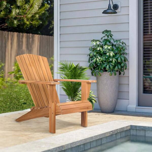Teak Wood Adirondack Chair, Patio Seating Wooden Chair, Weather