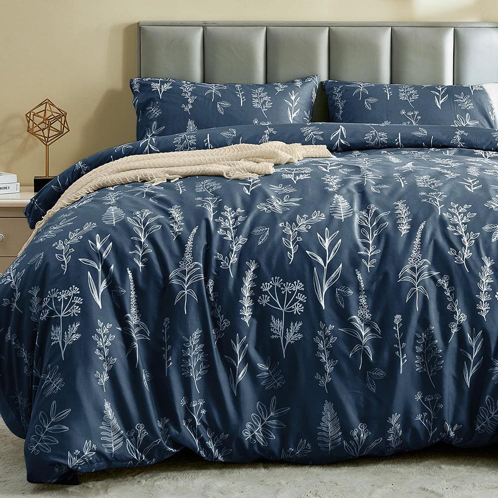 "90""x90"" Queen Size Navy Microfiber 3-Piece All Season Comforter Set, 2 Pillowcases Included" price history on PriceWatchPro