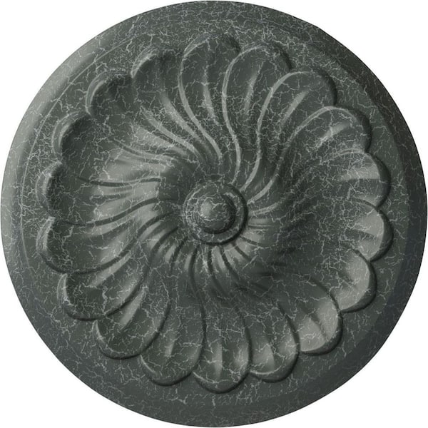 Ekena Millwork 2-1/4" x 12-1/4" x 12-1/4" Polyurethane Flower Spiral Ceiling Medallion, Athenian Green Crackle