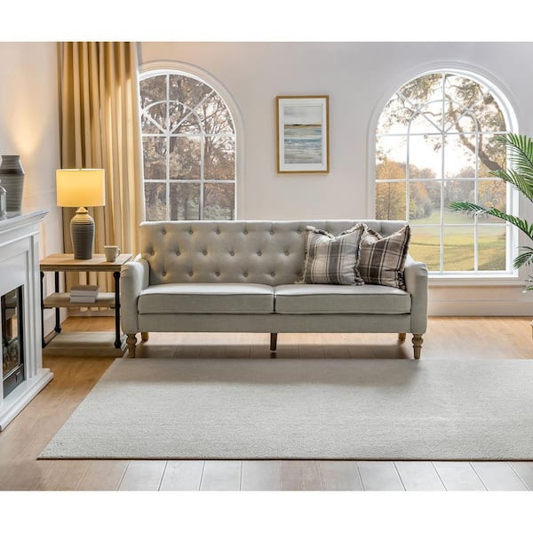 JAYDEN CREATION Megareus 81 in. Oatmeal Sofa with Wood Frame
