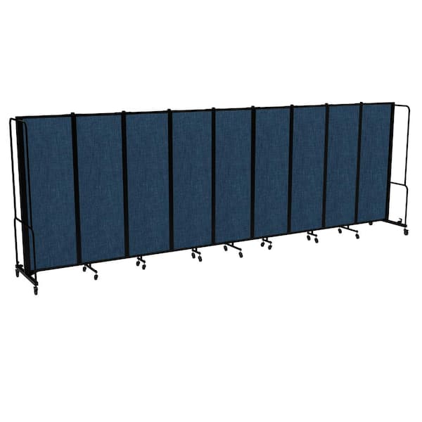 HAMPDEN FURNISHINGS Otis Collection Portable Room Divider, 9 Blue Panels, Black Frame