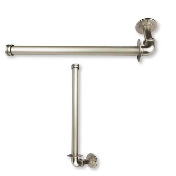Rod Desyne 14 Inch Long Kitchen Towel and Toilet Paper Holder in Satin Nickel