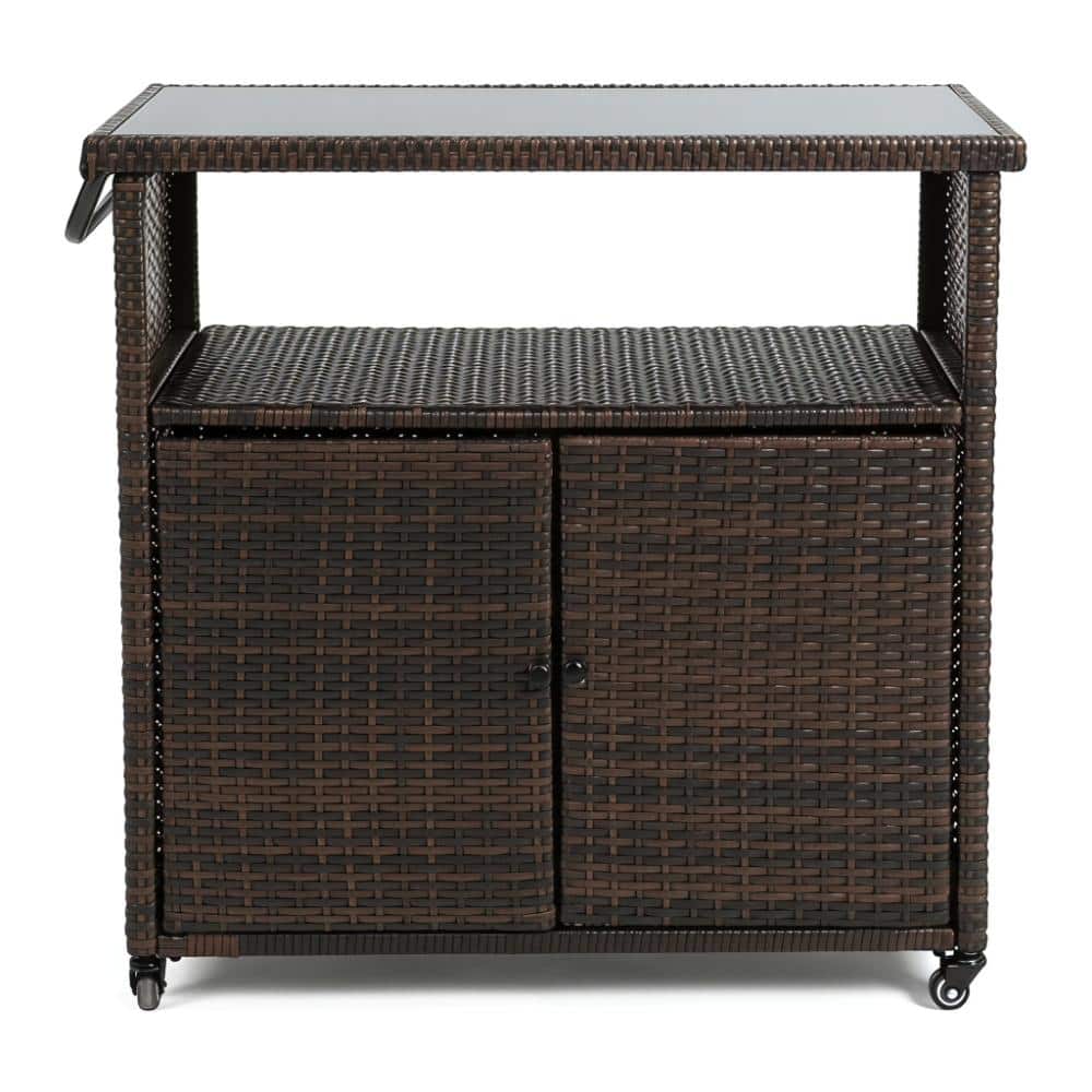 Brown Outdoor Serving Cart, Kitchen Cart with Wheels & Plastic Wood Top price history on PriceWatchPro