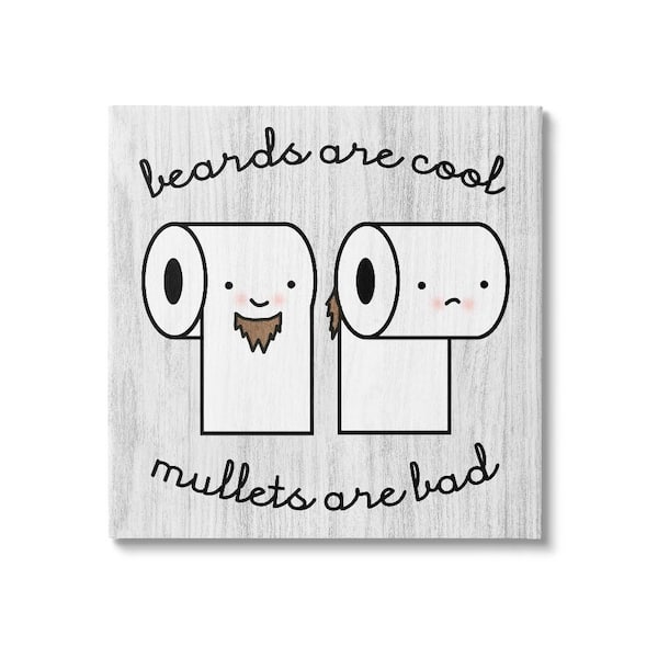Stupell Industries Beards Vs Mullets Toilet Paper by Daphne Polselli 1-Piece Wrapped Unframed Abstract Graphic Art Print 24 in. x 24 in.