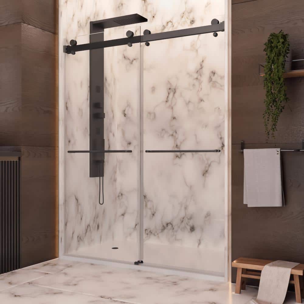 Holcam Luna 56 in. W x 76 in. H Sliding Frameless Shower Door in Matte