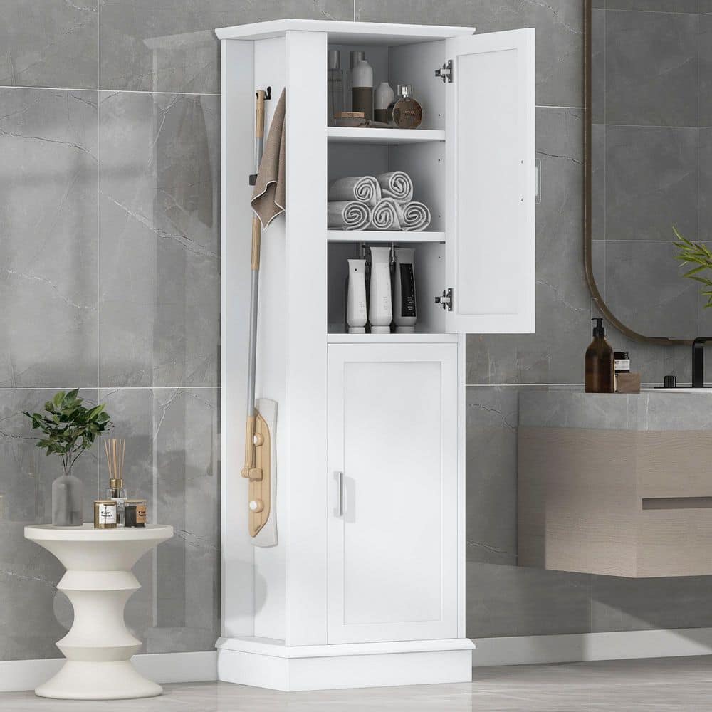 Harper & Bright Designs White 68 in. H Storage Cabinet with 2