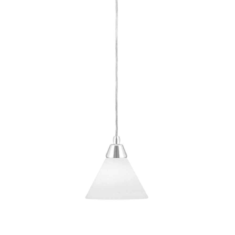 Bryson 3.5 in. 1-Light Chrome Cord Pendant Light with 7 in. White Muslin Gl