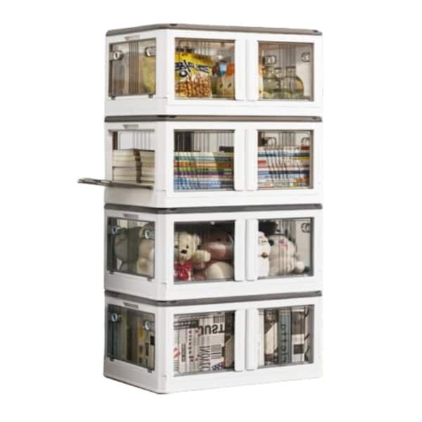 Adrinfly 23.6 in. W x 16.5 in. D x 13.4 in. H in White Plastic Foldable Floor Base Kitchen Cabinet with Lids (4 Pack)