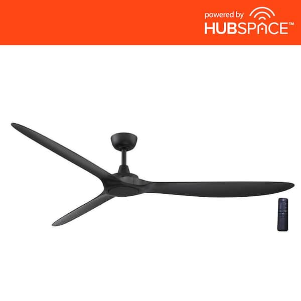 Home Decorators Collection Tager 72 in. Smart Indoor/Outdoor Matte Black with Matte Black Blades Ceiling Fan with Remote Powered by Hubspace