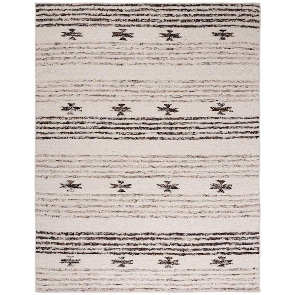 Natura 10 ft. x 14 ft. Black/Ivory Tribal Striped Area Rug
