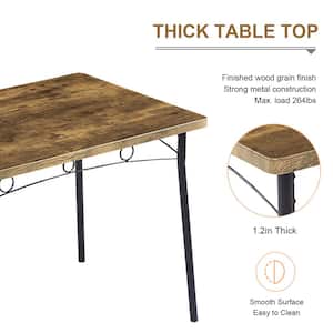 5-Piece Dining Table Set, Rectangular Kitchen Table & Chairs, Dining Table Set w/Metal Frame, 1 Table & 4 Chairs Set