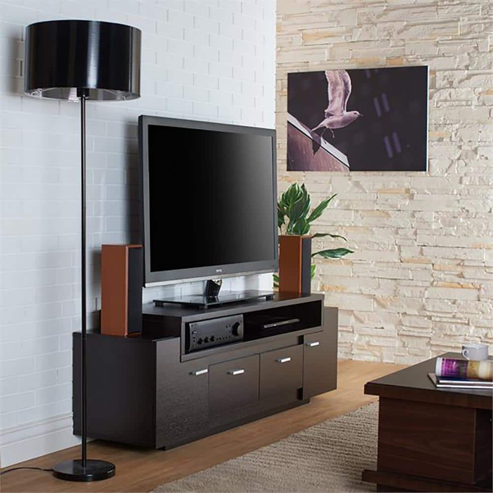 Samar 60 in. Cappuccino TV Stand with 2-Drawers Fits TV's up to 69 in. with Cable Management