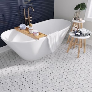 White 10.9 in. x 12.5 in. Hexagon Polished Marble Mosaic Tile (4.73 sq. ft./Case)
