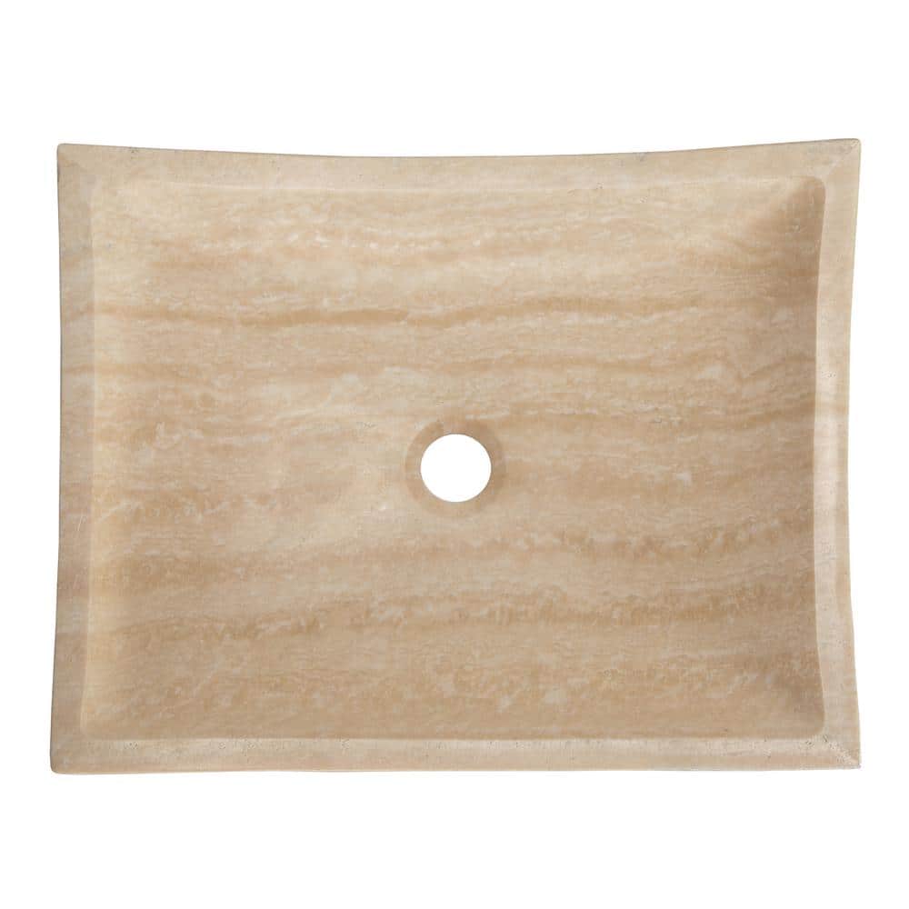 Eden Beige Stone Rectangular Bathroom Sink, 14.75''