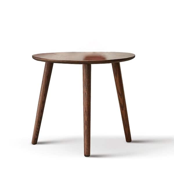 Sudzendf Brown Wood Round Outdoor Side Table 1-Piece