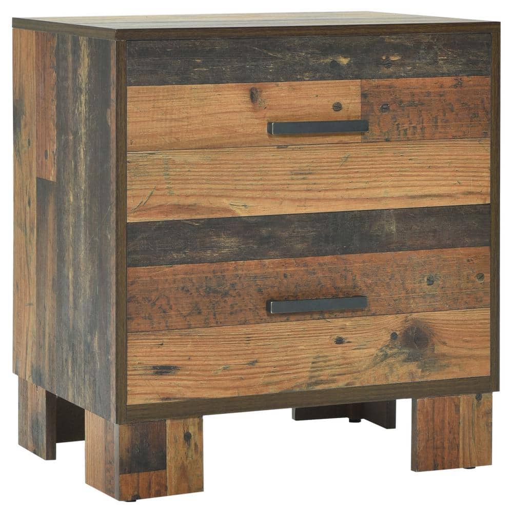 Sidney Rustic Pine 2-Drawer 21.75 in. W Nightstand
