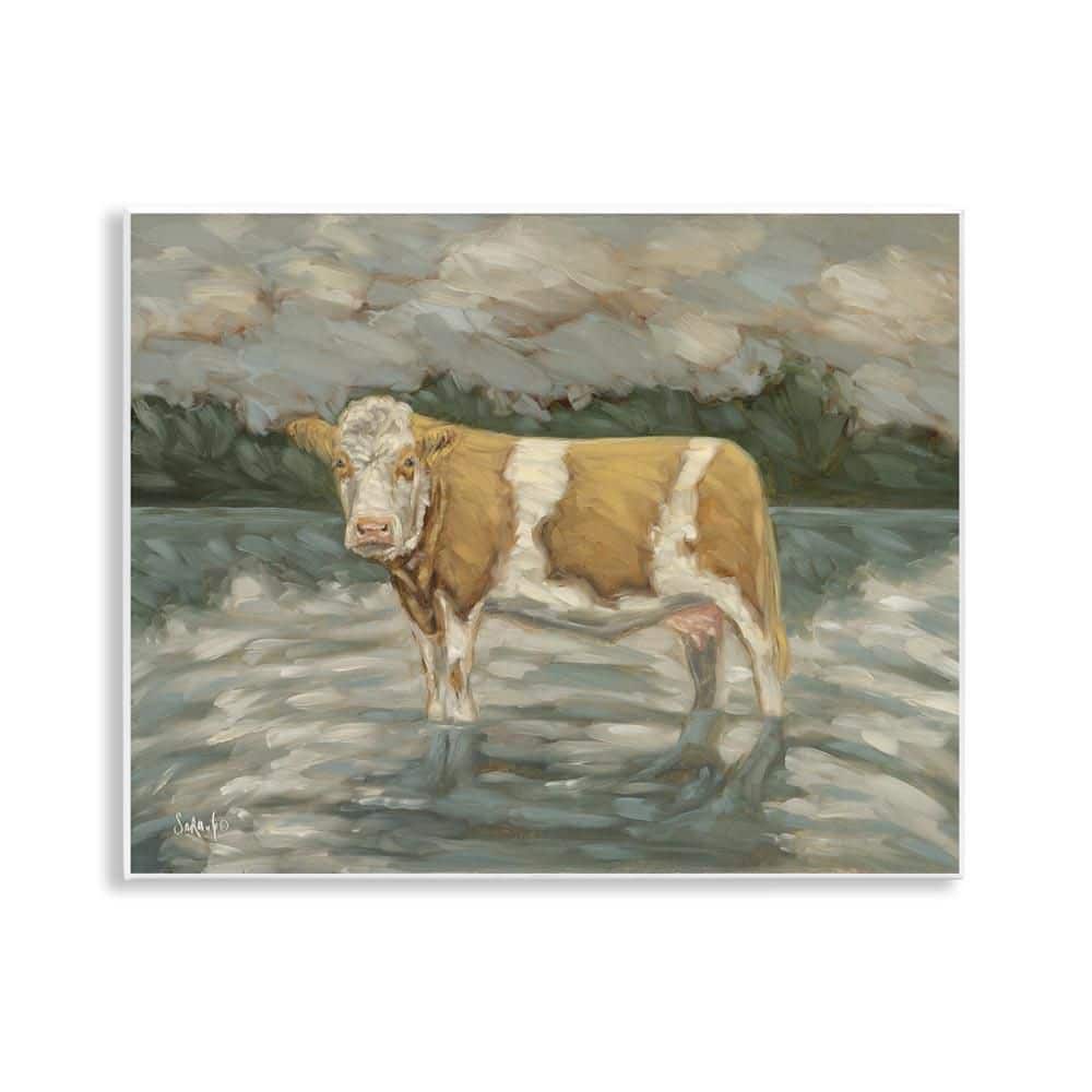 Cattle Wading in Shore by Sara G. Designs Unframed Animal Graphic Art Print 11 in. x 14 in. price history on PriceWatchPro