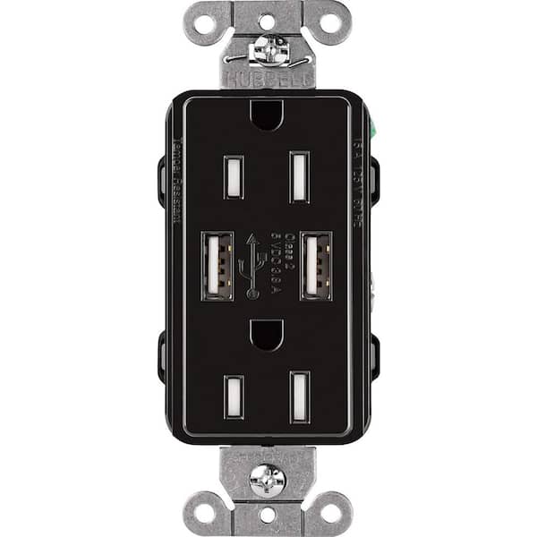 Lutron Claro 15 Amp USB Duplex Outlet, Black (CAR-15-UBTR-BL)