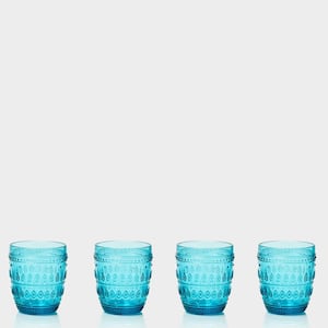 Fez 12 oz. Turquoise Old Fashion Glass Set (4-Piece)