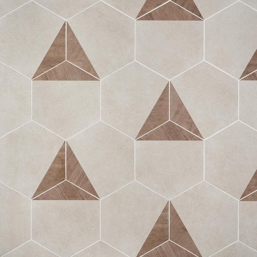 Taupe and Wood Look Hexagon Porcelain Wall & Floor Tile