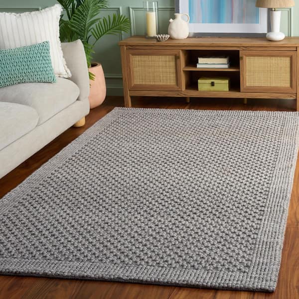 Natura 9 ft. x 12 ft. Gray Solid Color Woven Area Rug