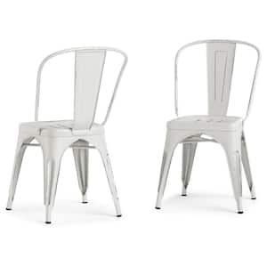 Fletcher Distressed White Metal Dining Side Chair (Set of 2)