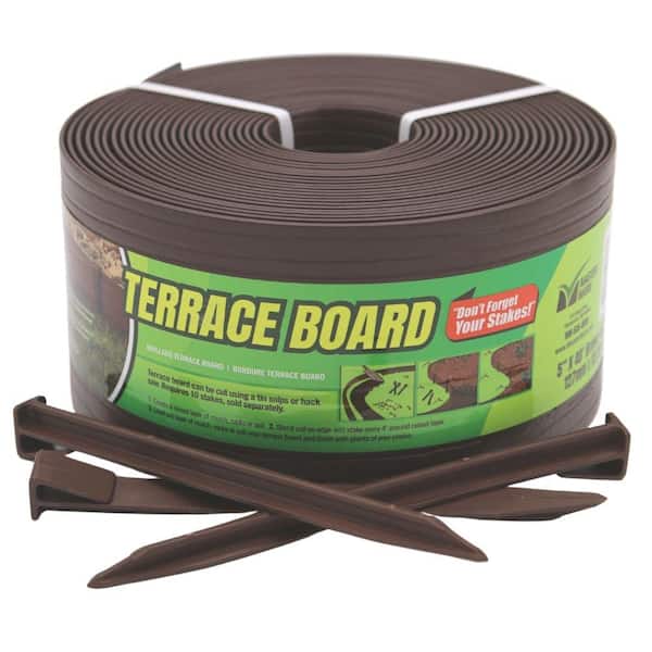 Master Mark Terrace Board 5 in. x 40 ft. Brown Landscape Lawn Edging with Stakes