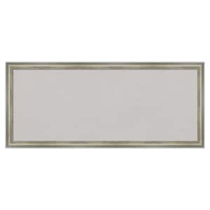 Salon Scoop Silver Wood Framed Grey Corkboard 32 in. x 14 in. Bulletin Board Memo Board