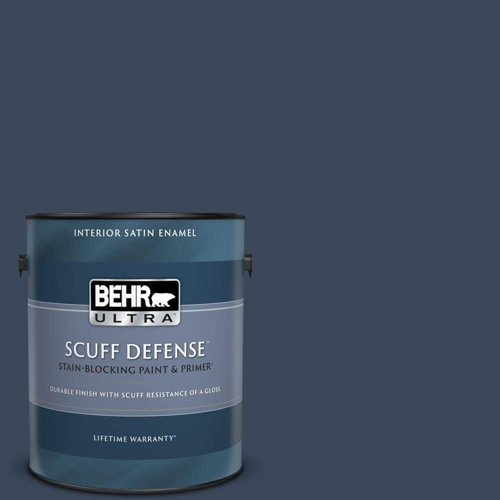 BEHR ULTRA 1 gal. #M500-7 Very Navy Extra Durable Satin Enamel Interior  Paint & Primer 775301 - The Home Depot