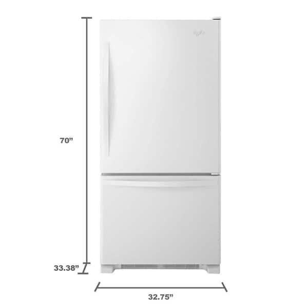 Whirlpool 22 Cu Ft Bottom Freezer Refrigerator In White With Spill Guard Glass Shelves Wrb322dmbw The Home Depot