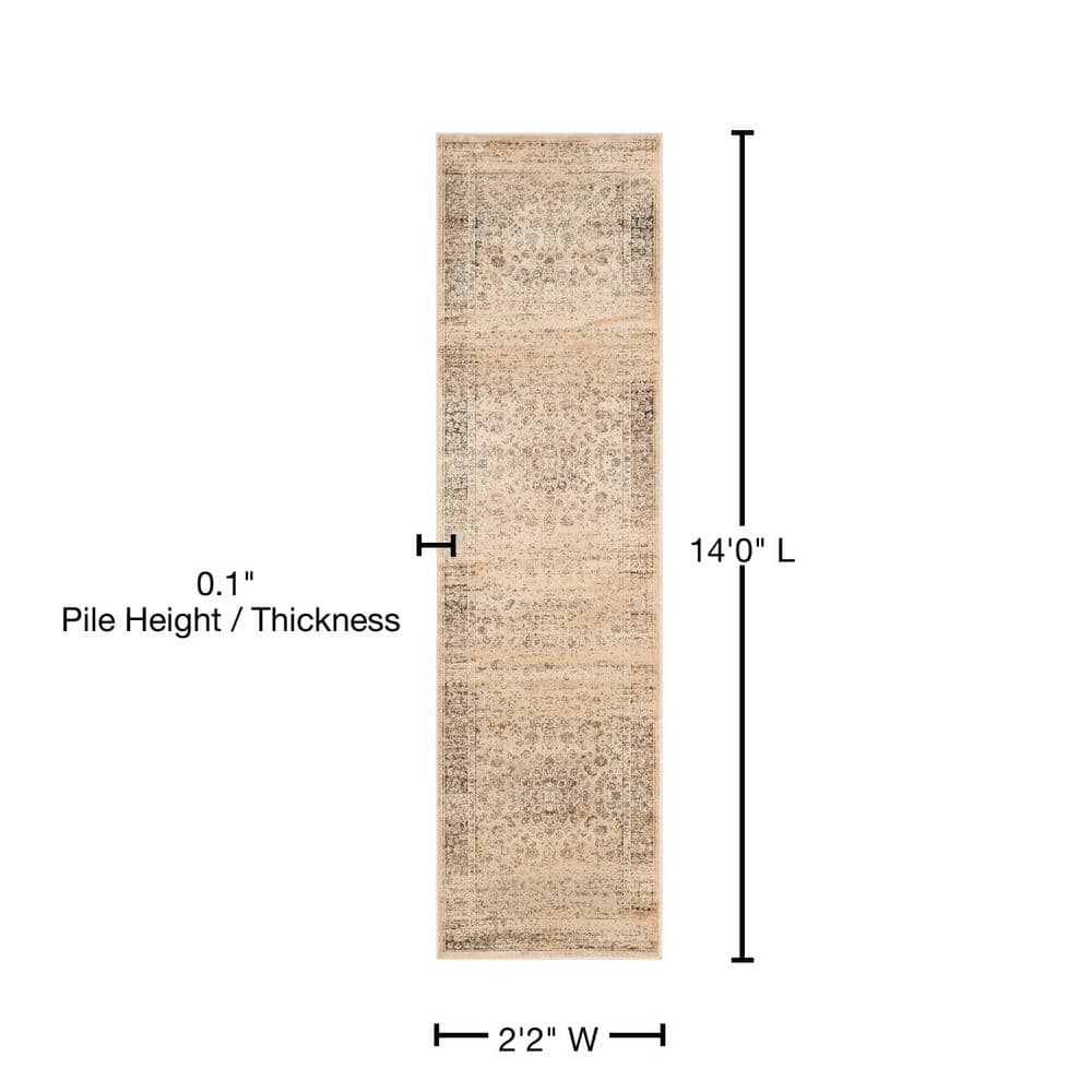 Warm Beige Wool and Viscose Hand-Knotted Runner Rug