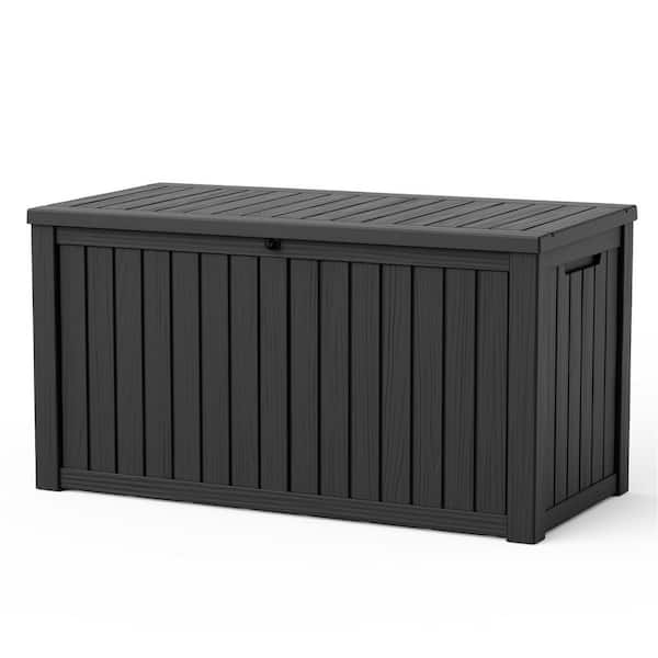 180 Gal. Black Waterproof Resin Lockable Outdoor Deck Box Storage Box Storage Bin for Patio