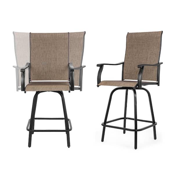 Unbranded Patio Swivel Bar Stools Set of 2, Outdoor Bar Height Chairs with Weather Resistant Textilene Fabric